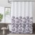 Metro Parlor Grey Purple Fabric Shower Curtain 70×72 Inch, Floral Decor Printed on White Waffle Water Resistant Liner, Bathroom Hotel Spa Washable Bath Curtain