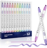 YOOUSOO Highlighters,12 Highlighters Markers Pastel Set Assorted Colors, Dual Tip Highlighter Rainbow Pens Set for Children’s Day Gift,Underlining Chisel Tip for Kids Student Office Classroom