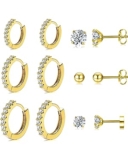 ZUOPOEKI Earrings for Women Small Gold Hoop Earrings Set 18K Gold Plated Huggie Earrings Men