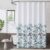 Metro Parlor Grey Teal Fabric Shower Curtain 70×84 Inch, Floral Decor Printed on White Waffle Water Resistant Liner, Bathroom Hotel Spa Washable Bath Curtain