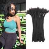Loc Extension Human Hair 4 Inch 10 Strands 0.6cm Width 100% Full Handmade Permanent Loc Extension Human Hair For Women/Men Can Be Dyed Bleached Curled