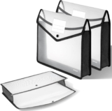 SortRax Plastic Expanding File Folders for Documents, No Dividers & Large Capacity, Clear Envelopes with Snap Closure, Safe Storage for Letter/A4 Size, 3 Packs