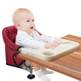 Hook On High Chair with Removable Dining Tray, Folding Portable Clip on Table High Chair, Baby Chair with Storage Bag for Indoor/Outdoor, Red
