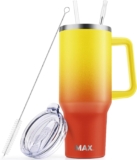 MaxBase 40 oz Tumbler with Handle and Straw Lid, Insulated Reusable Stainless Steel Travel Mug Keeps Drinks Cold up to 34 Hours, 100% Leakproof Bottle for Water, Iced Tea or Coffee, Smoothie and More