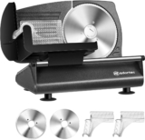 Adortec Electric Deli Meat Slicer Machine for Home Use with 2 Sets of Blades &Food Pushers, Black
