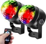 LUNSY Sound Activated Party Lights with Remote Control Dj Lighting RGB Disco Ball Light, Strobe Lamp 7 Modes Stage Par Light for Home Room Dance Parties Bar Xmas Wedding Show Club – 2PACK