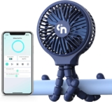 WiHoo Bluetooth Stroller Fan Battery Operated,Portable Baby Fan with Flexible Tripod,3 Speeds USB Rechargeable Clip on Fan,Mini Small Car Seat Fan for Crib Treadmill Camping and Travel (Dark Blue)