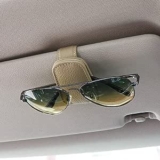 YAWALL Sunglasses Holders for Car Sun Visor – Magnetic Leather Glasses Eyeglass Hanger Clip for Car,Sunglass Holder and Ticket Card Clip for Car Visor Accessories(Beige)