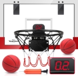 EagleStone Basketball Hoop Indoor for Kids, Over The Door Mini Basketball Hoop with Electronic Scoreboard, Room Basketball Hoop with 2 Balls and Sound, Basketball Toys for Toddler Boys Girls