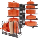 PMYEK Updated Pot and Pan Organizer Cabinet Rack, Adjustable Kitchen Cabinet Organizer, Space-Saving Pot Lid Organizer for Cookware, Cutting Board Rack