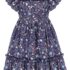 Girls Floral Dresses Flutter Ruffle Sleeve Summer Chiffon Dress for Kids 6-12 Y