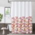 Metro Parlor Grey Fabric Shower Curtain 70×72 Inch, Floral Decor Printed on White Waffle Water Resistant Liner, Bathroom Hotel Spa Machine Washable Bath Curtain