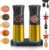 Gravity Electric Salt and Pepper Grinder Set – USB Rechargeable，Automatic Salt Pepper Mill with 5 Adjustable Coarseness, Ceramic Grinder with Bottom Cap, White LED Lights