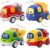 Funsland Music Car Toys for Toddler 1 2 3 Years – 4 Piece Music Pull Back Cars Toy for Toddlers Go Friction Powered Toy Dump Truck, Cement Mixer, Tractor, Dump Truck Cartoon Car Toys