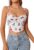 Courecrop Floral Corset Top Spaghetti Straps Cute Bustier Cowl Neck Party Crop Tops for Women
