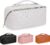 BOBOBOX New Large Capacity Travel Cosmetic Bag PU Leather Waterproof Portable with Handle and Divider Multifunctional Bag Makeup Accessories for Women (F-White)
