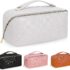 BOBOBOX New Large Capacity Travel Cosmetic Bag PU Leather Waterproof Portable with Handle and Divider Multifunctional Bag Makeup Accessories for Women (E-Pink)