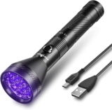 PEETPEN Black Light Flashlight USB Rechargeable 395nm UV LED Blacklight Ultraviolet Waterproof Flashlights Detector for Pets Dog Urine and Stains with Battery