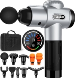 TOLOCO Massage Gun, Muscle Massage Gun Deep Tissue for Athletes with 10 Massage Heads, Electric Percussion Massager for Any Pain Relief, Silver