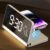 Alarm Clock for Bedroom, Digital Alarm Clock with Wireless Charging, 5 White Noise Sounds, 3 Colors Night Light, 9 Levels Brightness, Foldable Bedside Clock with 12/24H, Large Display (White)