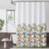 Metro Parlor Grey Purple Fabric Shower Curtain 70×84 Inch, Floral Decor Printed on White Waffle Water Resistant Liner, Bathroom Hotel Spa Washable Bath Curtain