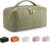 BOBOBOX New Large Capacity Travel Cosmetic Bag PU Leather Waterproof Portable with Handle and Divider Multifunctional Bag Makeup Accessories for Women (N-Olive Green)