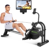 ANCHEER Rowing Machines Foldable, Magnetic Rowing Machines for Home Use with LCD Monitor, 10 Level Resistance, Folding Rower Machine