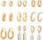 9 Pairs Gold Chunky Hoop Earrings Set for Women, 14K Gold Plated Twisted Huggie Hoop Earring Hypoallergenic, Lightweight Thick Open Hoops Earrings Jewelry Gifts.