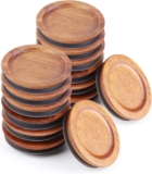 12Pack Regular Mouth Mason Jar Lids Acacia Wooden Storage Canning Jar Lids Ball Jars Wooden Lids with Airtight Silicone Seal, Brown