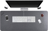 Desk Pad for Office Home 31″ x 13″,PU Leather Waterproof Large Desk Writing Mat Organizer,Multifunctional Ultra Thin Dual Use Desk Blotters Mouse Pad Protector … (Grey)