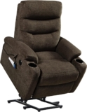 Electric Lift Recliner Massage Chair with Massage and Heating Function for Elderly, Extra Large and Wide Recliner with 3 Positions, USB Port, Cup Holder, High-Grade Fabric Recliner for Living Room