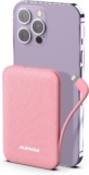 Alongza 4500mAh Power Bank with Built in Cable, Small Portable Phone Charger Slim Battery Pack, Lightweight External Cell Phone Charger Compatible with iPhone and Android