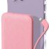 Alongza Small Portable Phone Charger 4500mAh Power Bank with Built-in Cable USB C Fast Lightweight Battery Pack Cell Phone Charger Slim Clutch Charger External Battery Backup for Phones