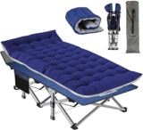 Nictemaw Folding Camping Cot, Portable Camping Cot for Adults, 900LBS Heavy Duty Sleeping Cots with Carry Bag, Double Layer Oxford Portable Travel Camp Cots for Outdoor Camp Beach Home Office Nap-Blue