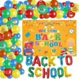 90pcs Back to School Decorations, Welcome Back to School Decorations Include Back to School Alphabet Balloon, Welcome Back to School Background, Colorful Latex Balloon Back to School Party Decorations