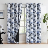 Blue White Blackout Curtains 84inch Long Leaf Curtain Panels for Living Room Grommet Top Thermal Insulated Vine Farmhouse Curtain Drapes for Bedroom Country Vintage Window Curtains 2pcs