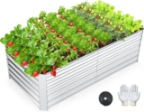 Homdox Raised Garden Bed Kit, Galvanized Planter Raised Garden Boxes Outdoor Planter Beds, Large Metal Raised Garden Beds for Vegetables Fruits and Flowers,71” *36”*”24” (L x W x H)