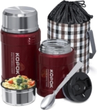KOPOK Thermoses for hot food, soup thermoses, Insulated Lunch box Container Hot Food Jar Stainless Steel Vacuum Bento with Spoon for School Office Travel Outdoors (Red(2 Pack))