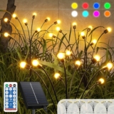 Sachie Solar Garden Lights,[Upgraded]Solar Lights Outdoor Waterproof with 8Modes Remote Control, Swaying Solar Firefly Lights, Garden Decor for Path Landscape Outdoor Decorative Lights Colorful 4Pack