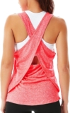 SILKWORLD Workout Tops for Women Racerback Tank Tops Yoga Shirts Athletic Running Open Back Workout Tops for Women