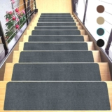 JAYFAN Stair Treads for Wooden Steps Indoor Stair Treads Rugs Anti Slip Stair Treads 8.6″ X 27.2″ (15-Pack) Carpet for Stairs Runner Non Slip Carpet Mat Rugs Spiral Staircase kit for Elder and Kids
