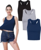 TADANG 3 Pieces Crop Tank Tops for Women, Sleeveless Racerback Crop Sports Top, Cropped Workout Tops Running Yoga Tanks