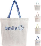Misvivaus Tote canvas large travel bag,embroidery shoulder casual bags,fashion gift for women and girls