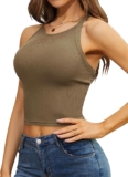 LUYAA Women’s Sexy Cropped Tank Tops Ribbed Stretch Basic Tops