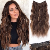 IMAGISM Halo Hair Extensions Invisible Wire Wave Hair with Adjustable Size Transparent Headband 4 Secure Clips Long Wavy Secret Hairpiece for Women Daily Use 20 inch (Dark Brown to Chestnut)