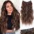 IMAGISM Halo Hair Extensions Invisible Wire Wave Hair with Adjustable Size Transparent Headband 4 Secure Clips Long Wavy Secret Hairpiece for Women Daily Use 20 inch (Dark Brown to Chestnut)
