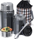 KOPOK Thermoses for hot food, soup thermoses, Insulated Lunch Container Hot Food Jar Stainless Steel Vacuum Bento with Spoon for OfficeTravel Outdoors (Grey(2 Pack))