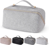 Misvivaus Large Capacity Makeup Bag for Women gift,Travel Portable Cosmetic bag,Leather Waterproof with Handle and Divider Open Flat Lay Organizer,Luxury Glittery Bag