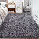 Area Rugs for Bedroom Living Room: 4×6 Super Soft Fluffy Shaggy Plush Fuzzy Rugs Carpet for Kids Girls Baby Nursery Dorm Room Teen Room Decor Dark Grey