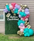 Alice in Onederland Balloon Garland Arch Kit, 158pcs 5″ 10″ 18″ Lake Blue Hot Pink Balloons for Wonderland Themed Birthday Baby Shower Girl Summer Tea Party Decorations
